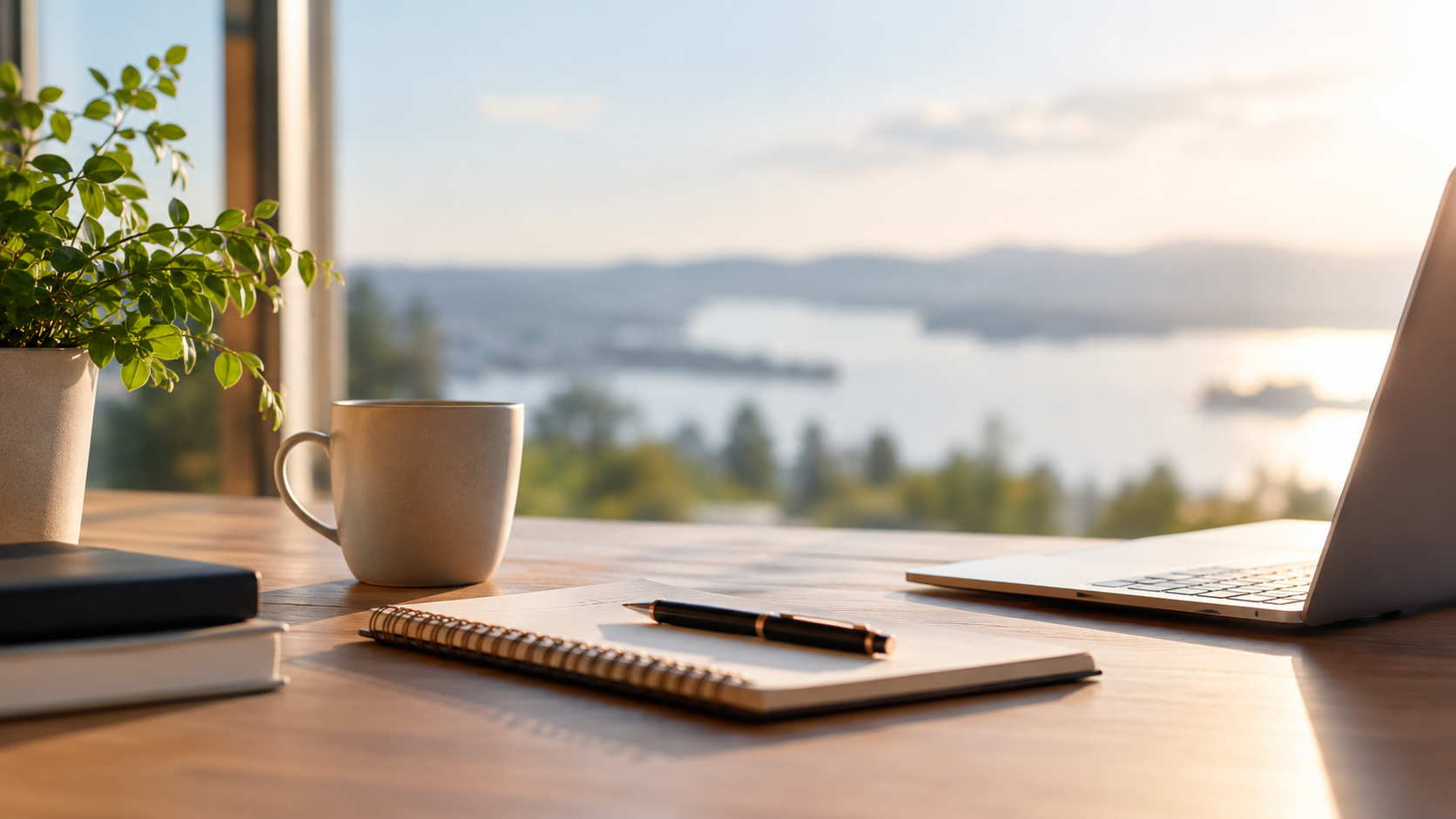Ruhiger Arbeitsplatz mit Seeblick erfüllende Selbständigkeit,Dozentenvermittlung,Berufliche Entwicklung,Business Coaching,Berater für berufliches Wachstum,Marita Kunath